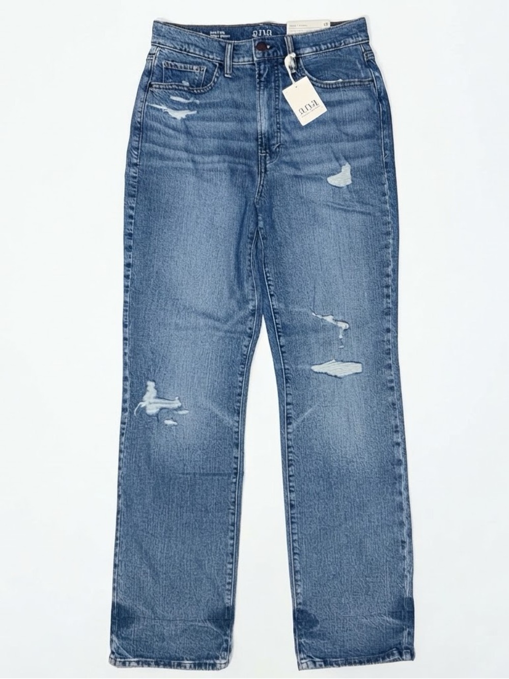 A.N.A. High Rise Vintage Straight Distressed Medium Wash Jeans Size 6 NWT